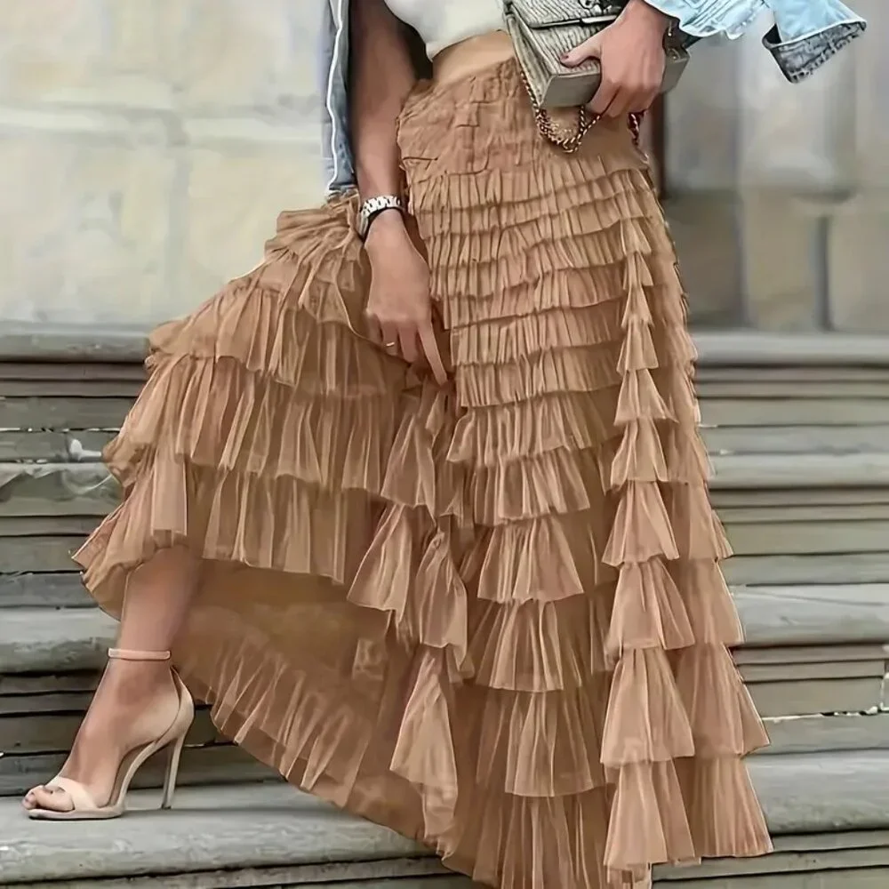 NEW! BOHO Tulle LAYERED MAXI SKIRT SZ L